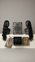 Long wavy human hair wig with velvet dust bag