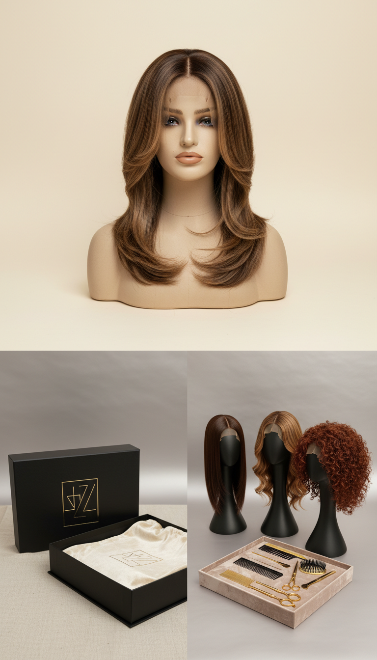 Shoulder-length layered human hair wig